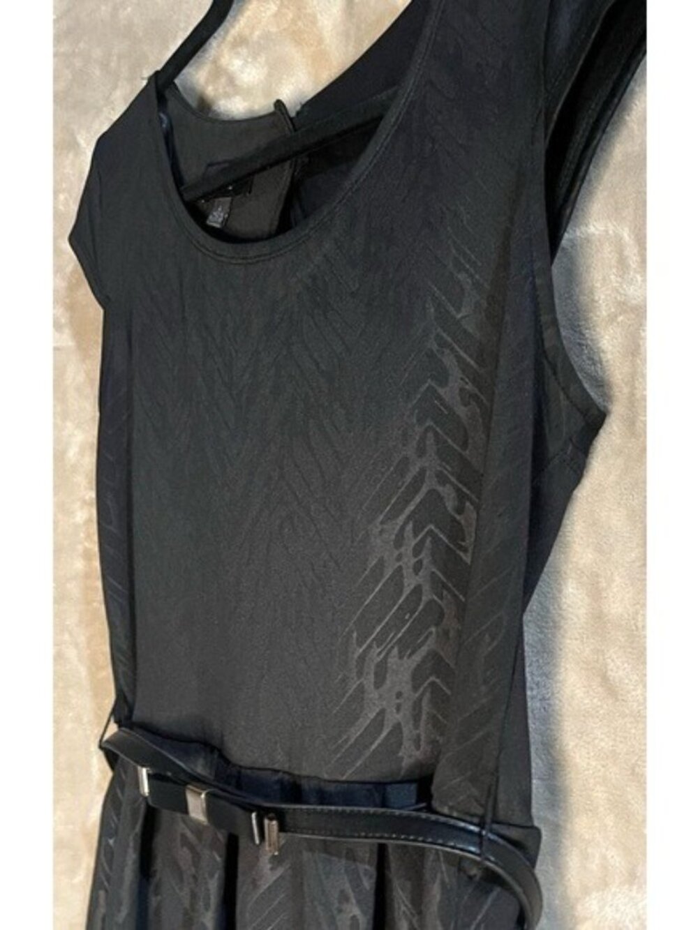 IZ BYER WOMEN'S SKATER BLACK KEYHOLE BACK SCUBA KNIT SHORT SLEEVE DRESS SIZE L - Picture 12 of 16